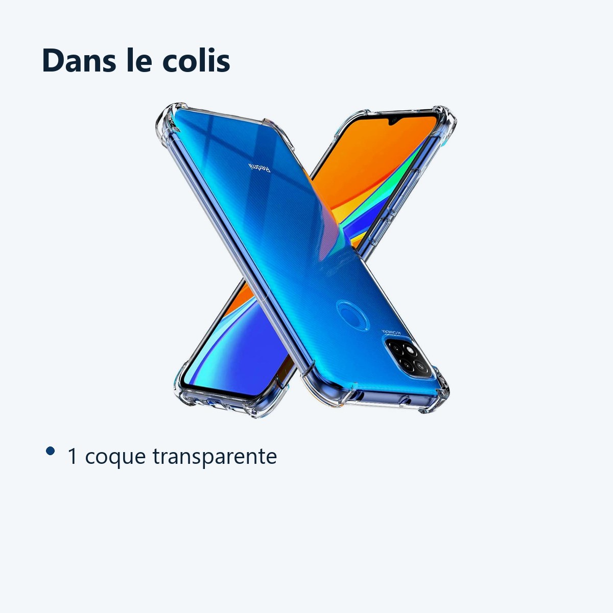 Contenu du colis – Coque Silicone Transparente Angles Renforces Pour Xiaomi Redmi 9C / 9C NFC