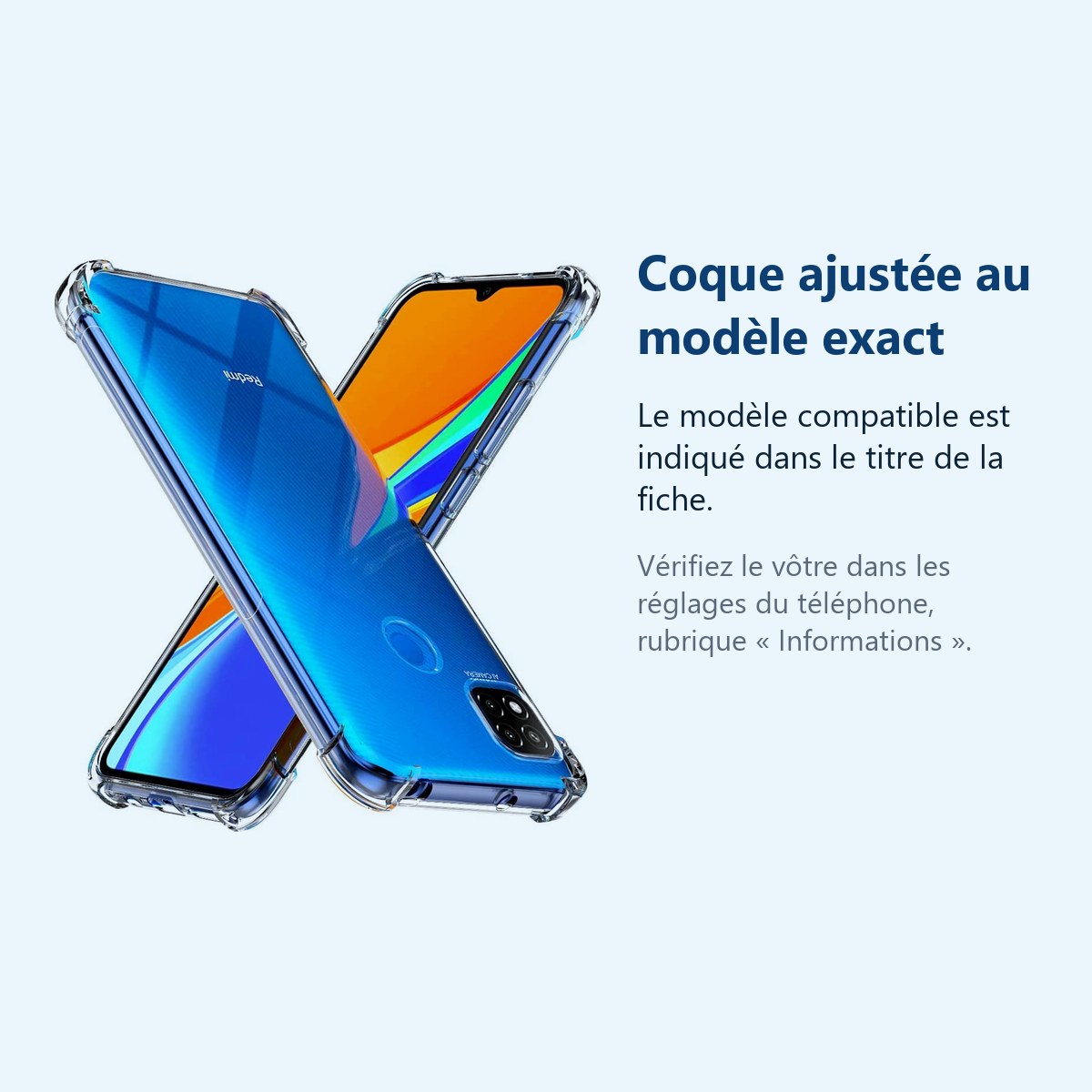 Accessoire ajusté au modèle exact – Coque Silicone Transparente Angles Renforces Pour Xiaomi Redmi 9C / 9C NFC