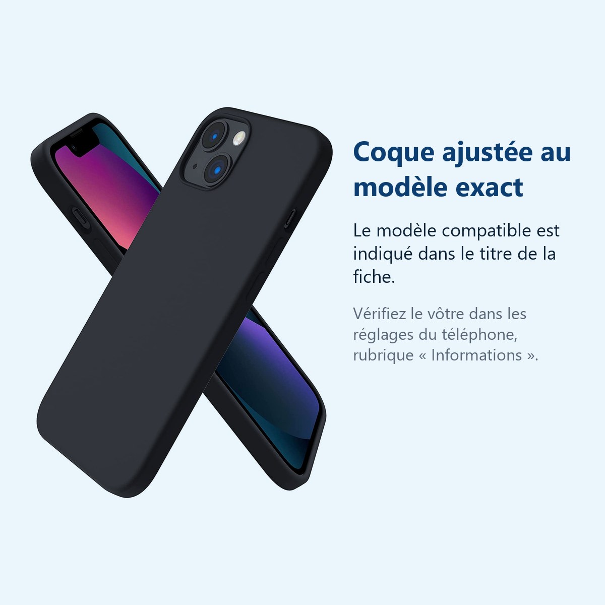 Accessoire ajusté au modèle exact – Coque Pour iPhone 13 Silicone Noire
