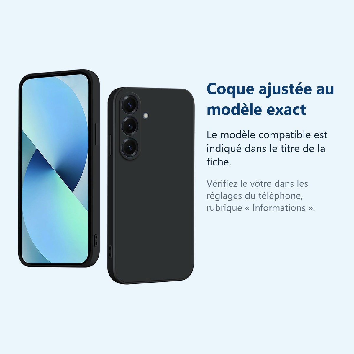 Accessoire ajusté au modèle exact – Coque Pour Samsung A57 5G Silicone Noir