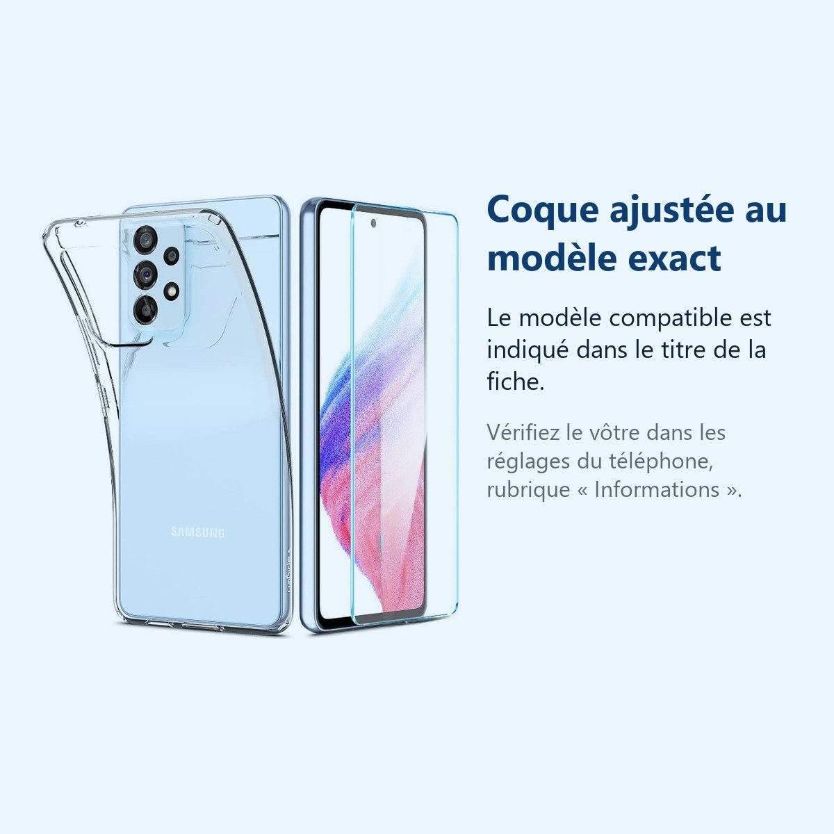 Accessoire ajusté au modèle exact – Coque Silicone Transparente + Verre Trempe Pour Samsung A53 5G