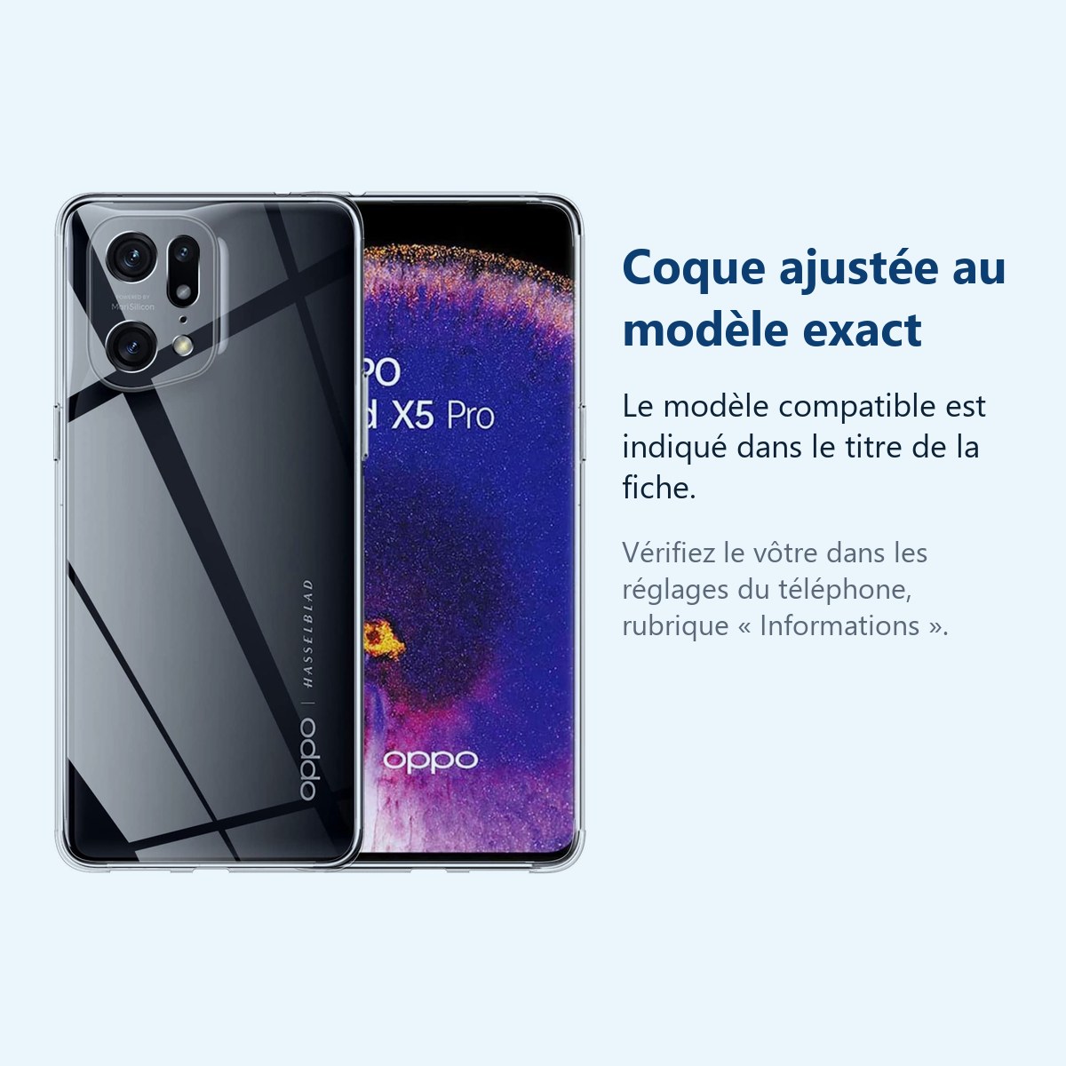 Accessoire ajusté au modèle exact – Coque Silicone Transparente Pour Oppo Find X5 Pro