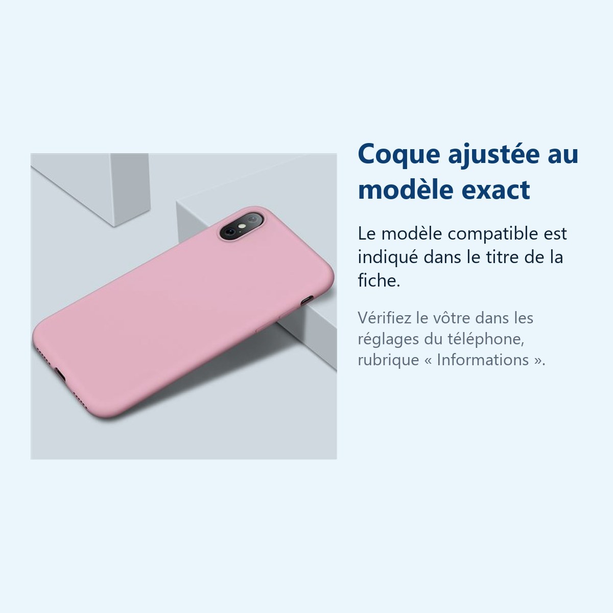 Accessoire ajusté au modèle exact – Coque Silicone Pour iPhone X / Xs Couleur Rose Haute Protection