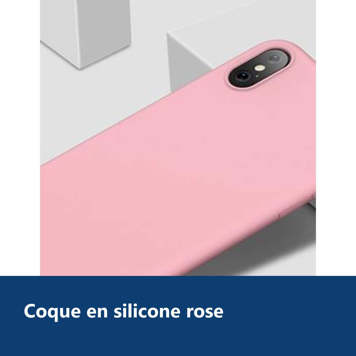Vue de détail – Coque Silicone Pour iPhone X / Xs Couleur Rose Haute Protection