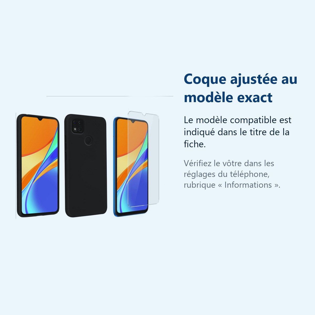 Accessoire ajusté au modèle exact – Coque Silicone Couleur Noir + Verre Trempe Pour Xiaomi Redmi 9C / 9C NFC
