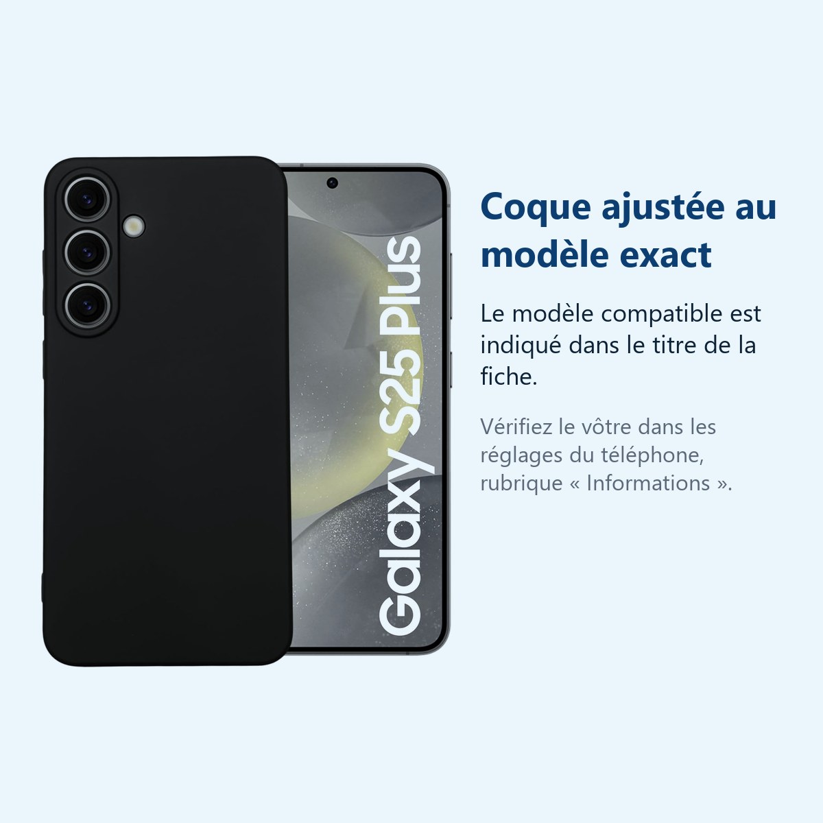 Accessoire ajusté au modèle exact – Coque Pour Samsung Galaxy S25 Plus Silicone Noir