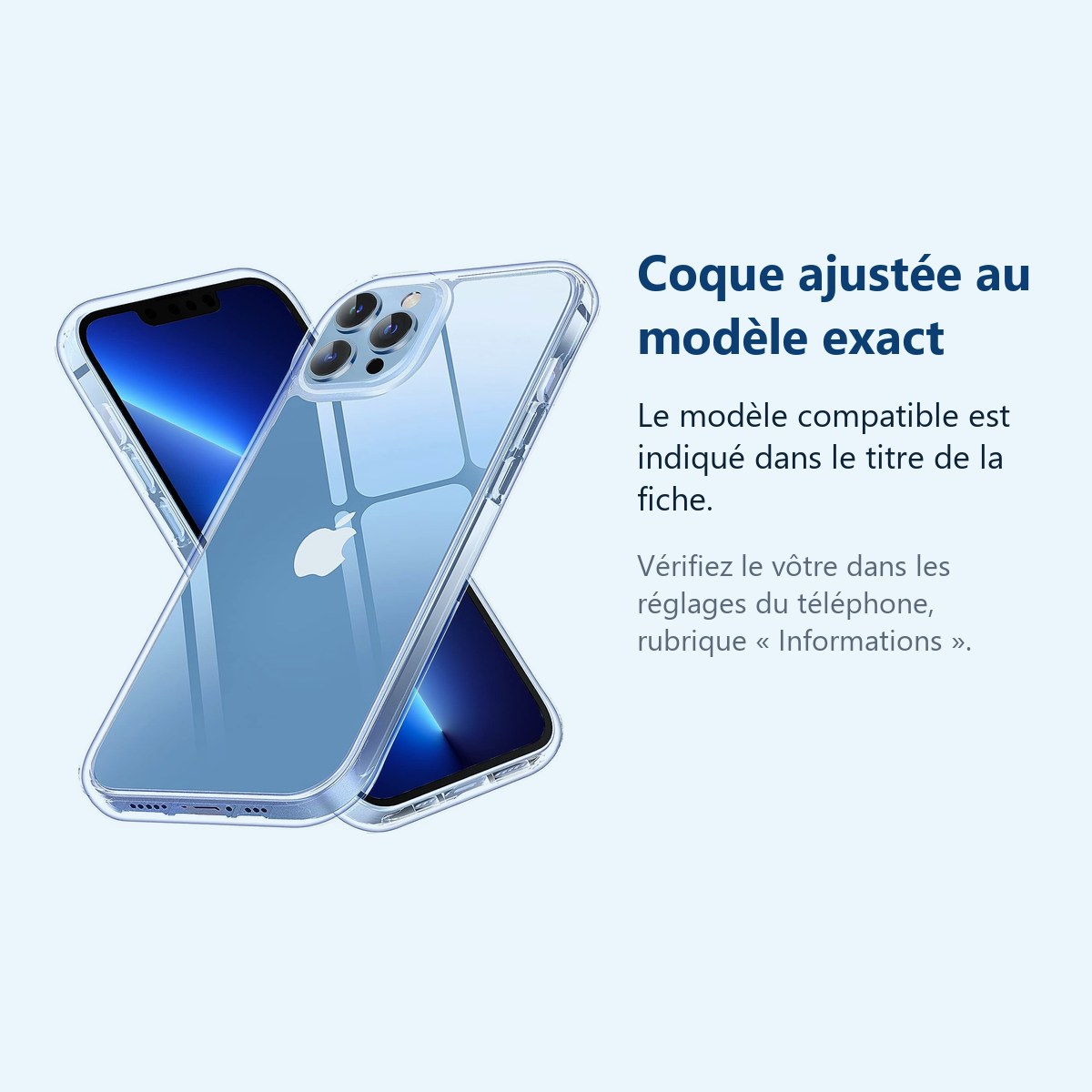 Accessoire ajusté au modèle exact – Coque Transparente pour iPhone 13 Pro (6,1 pouces)