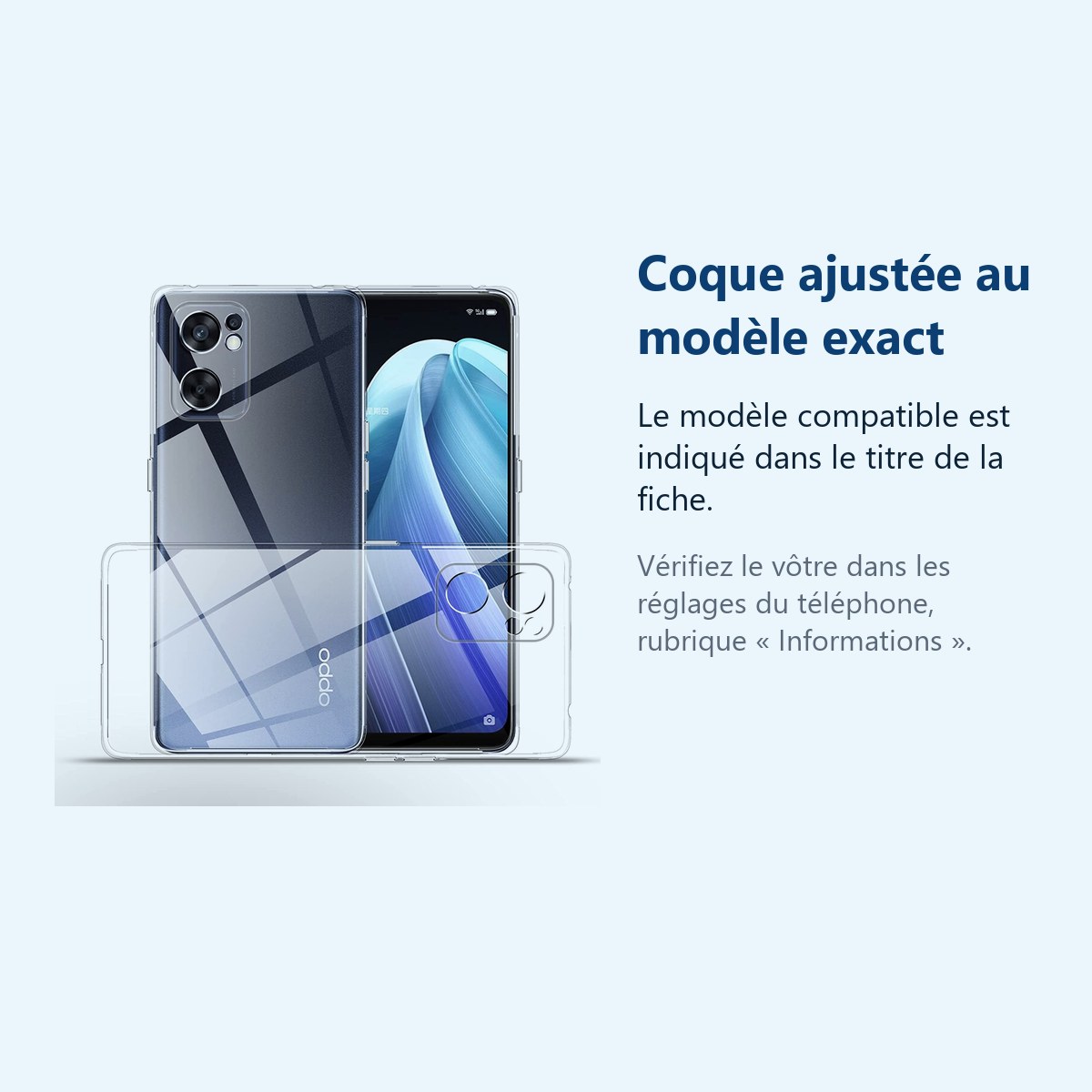 Accessoire ajusté au modèle exact – Coque Silicone Transparente Pour Oppo Find X5 Lite