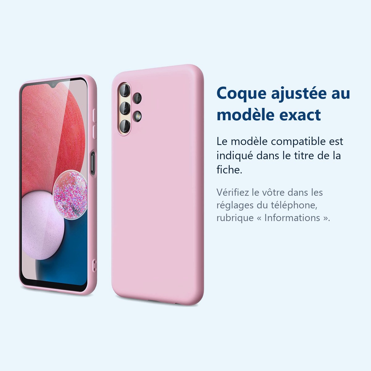 Accessoire ajusté au modèle exact – Coque Silicone Rose Pour Samsung A13 5G