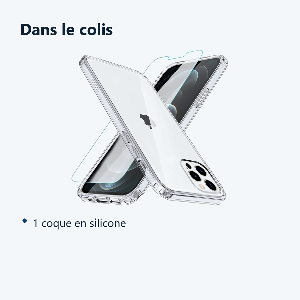 Contenu du colis – Coque Silicone + Vitre Protection Ecran Pour Apple iPhone 12 PRO MAX