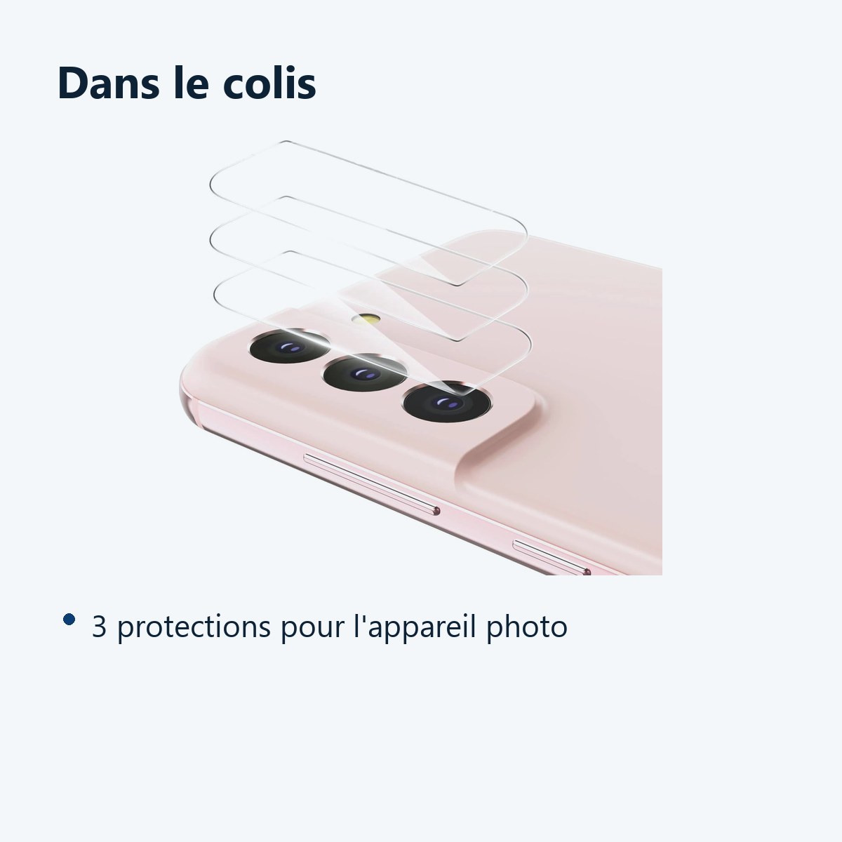 Contenu du colis – Verres Protection Camera Arriere Transparent X3 Pour Samsung Galaxy S22 Plus