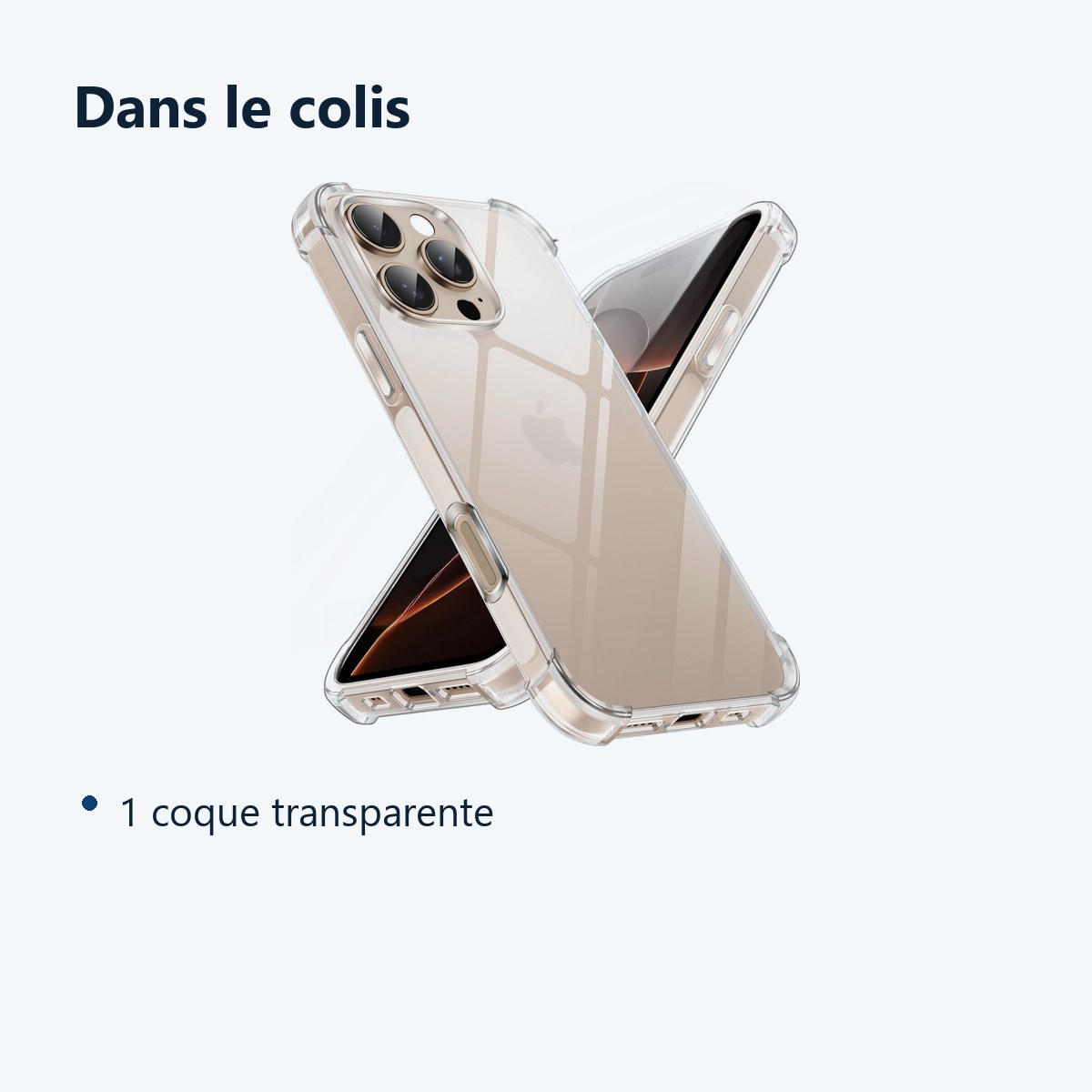 Contenu du colis – Coque Silicone Transparente Angles Renforces Pour iPhone 16 Pro