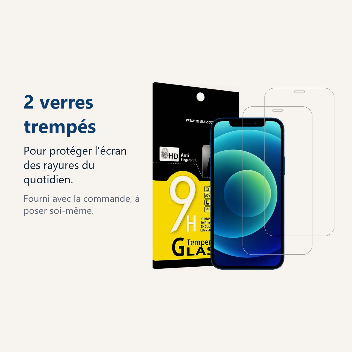 Verre trempé pour protéger lécran – Verres Trempes X2 Pour iPhone 12 Mini