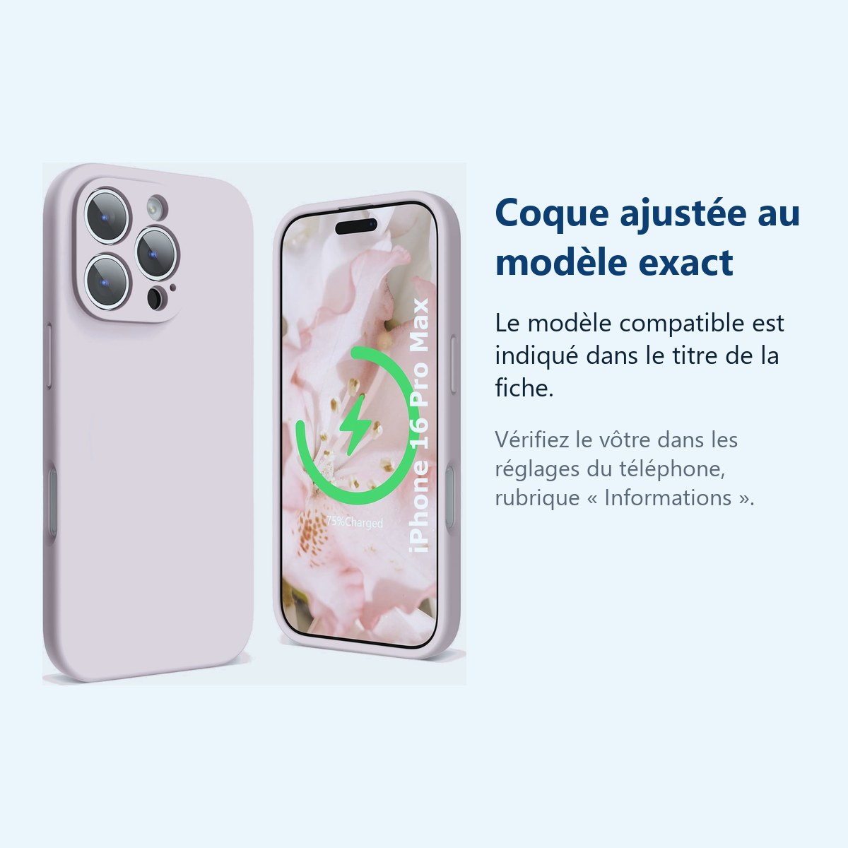 Accessoire ajusté au modèle exact – Coque Silicone Rose Pour iPhone 16 Pro Max