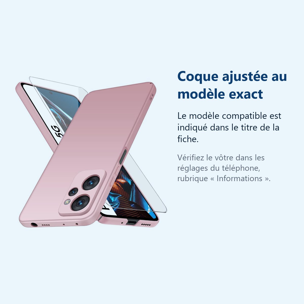 Accessoire ajusté au modèle exact – Coque Silicone Rose + Verre Trempe Pour Poco X5 Pro 5G