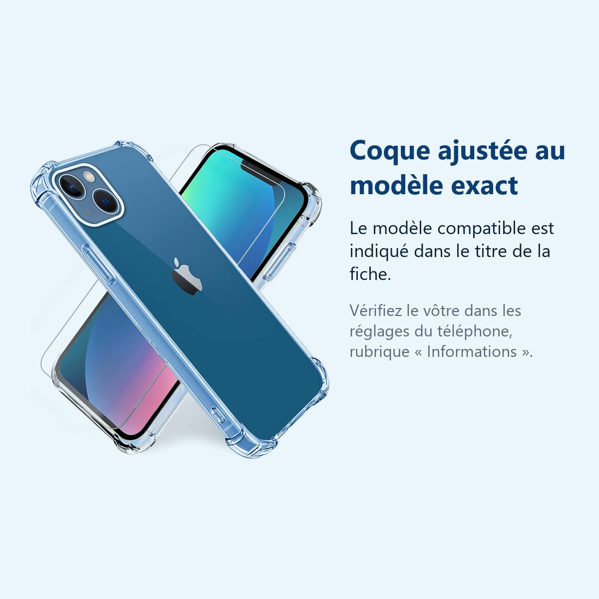 Accessoire ajusté au modèle exact – Coque antichoc pour iPhone 13 Mini (5,4 pouces) et Verre Trempé Film Protection Ecran