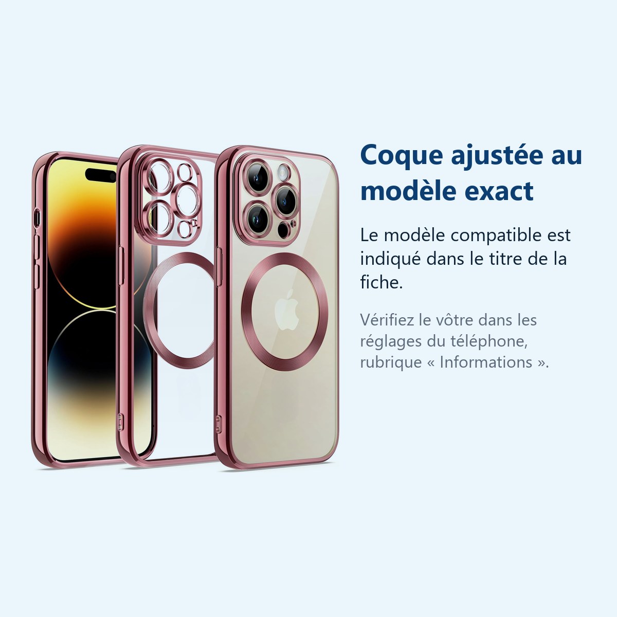 Accessoire ajusté au modèle exact – Coque Silicone Pour iPhone 14 Pro Max Couleur Rose Compatible Magsafe
