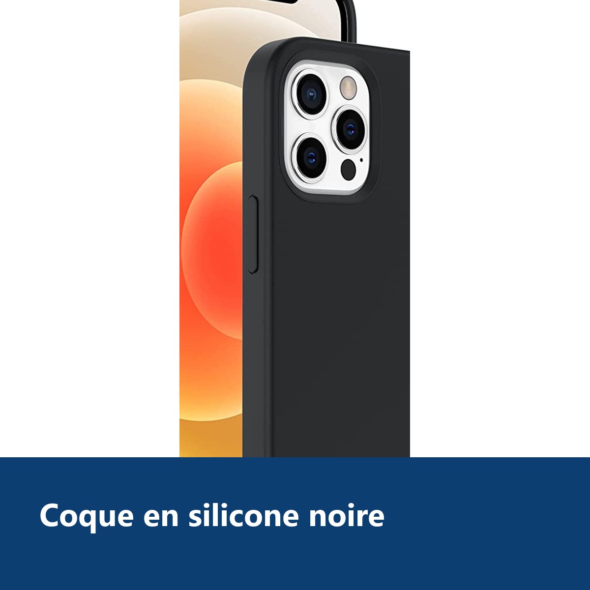 Vue de détail – Coque Silicone Noire Pour iPhone 12 / iPhone 12 Pro