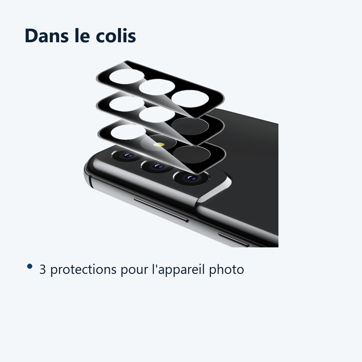 Contenu du colis – Verres Protection Camera Arriere X3 Pour Samsung Galaxy S22