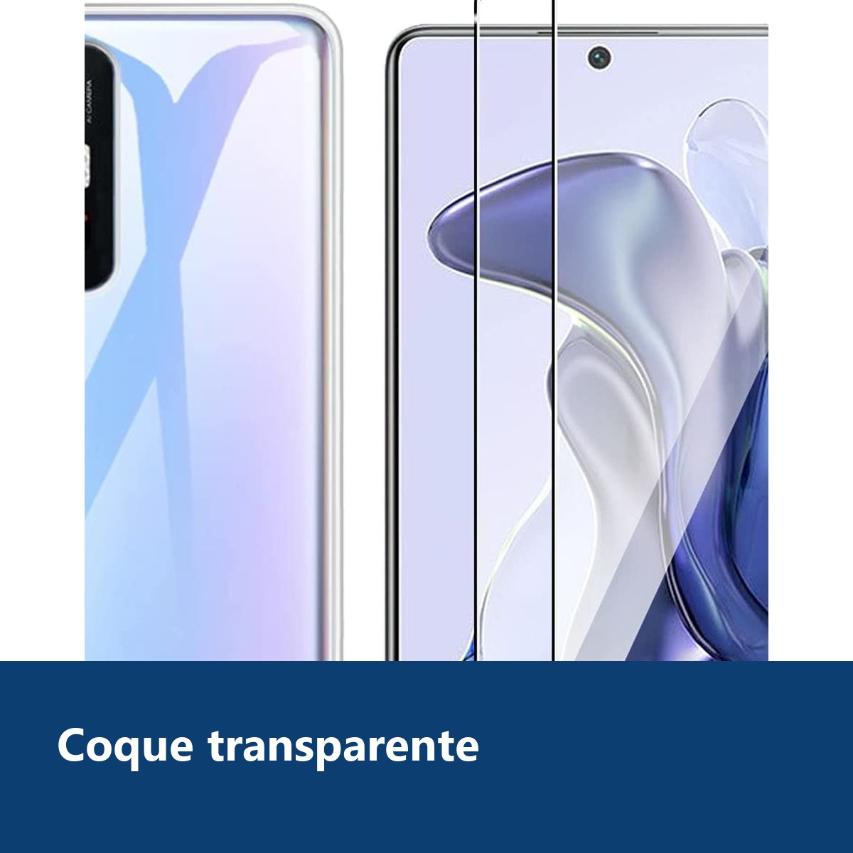 Vue de détail – Coque Silicone Transparente + 2 Verres Trempes Pour Xiaomi 11T / 11T Pro