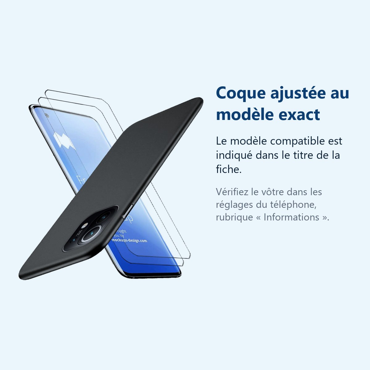 Accessoire ajusté au modèle exact – Coque Silicone Noire + 2 Verres Trempes Pour Xiaomi Mi 11i