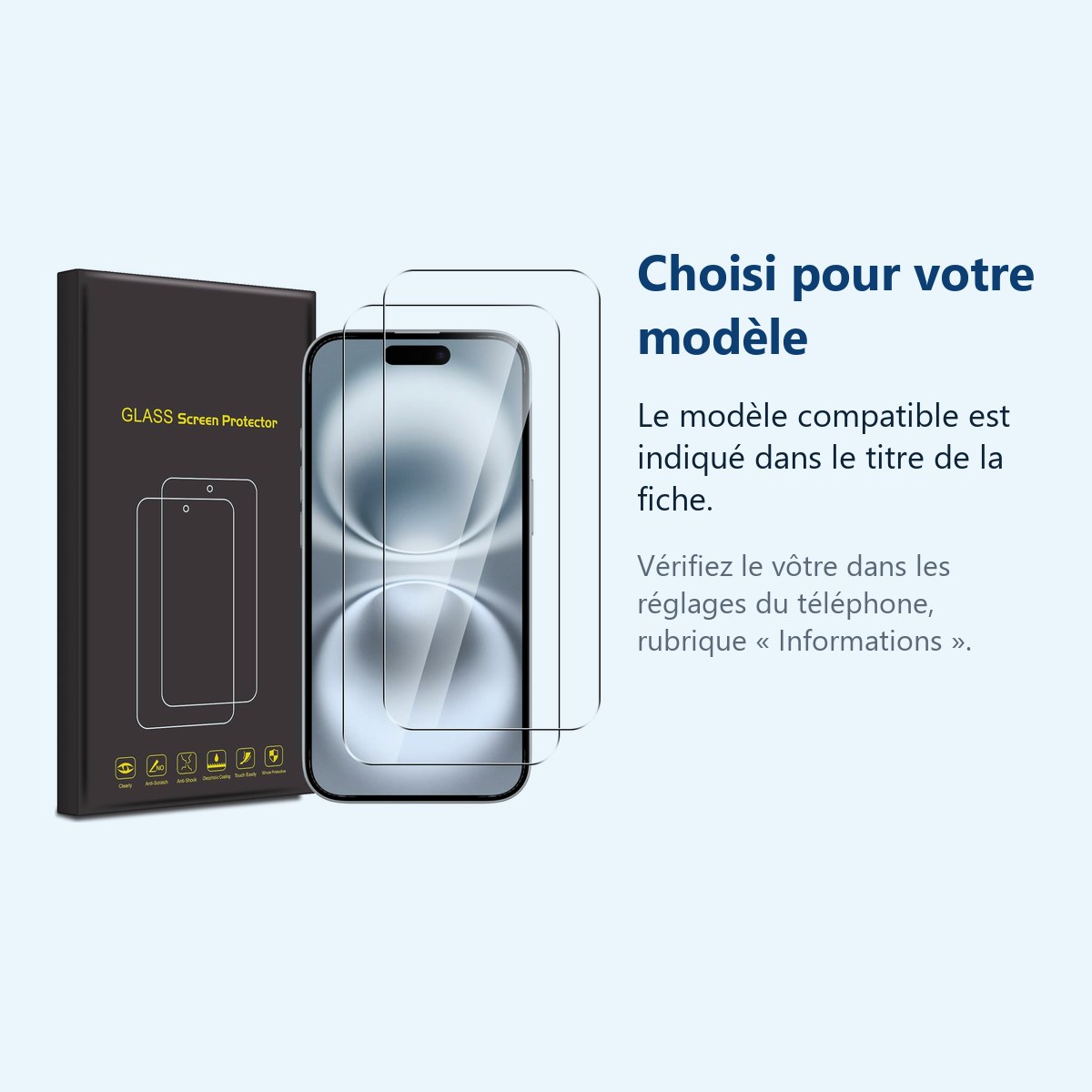 Accessoire ajusté au modèle exact – Verres Trempes X2 Pour iPhone 16 Plus