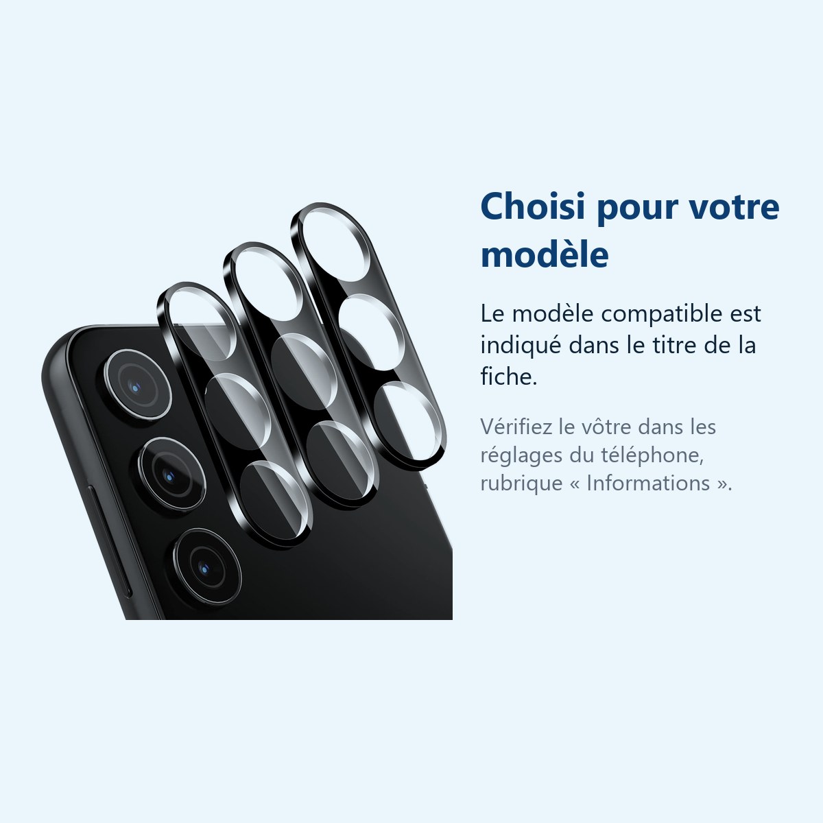 Accessoire ajusté au modèle exact – Verres Protection Camera Arriere X3 Pour Samsung Galaxy S23 Plus