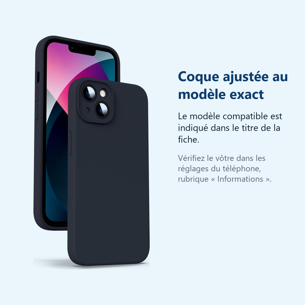 Accessoire ajusté au modèle exact – Coque Noir pour iPhone 13 Mini (5,4 pouces)