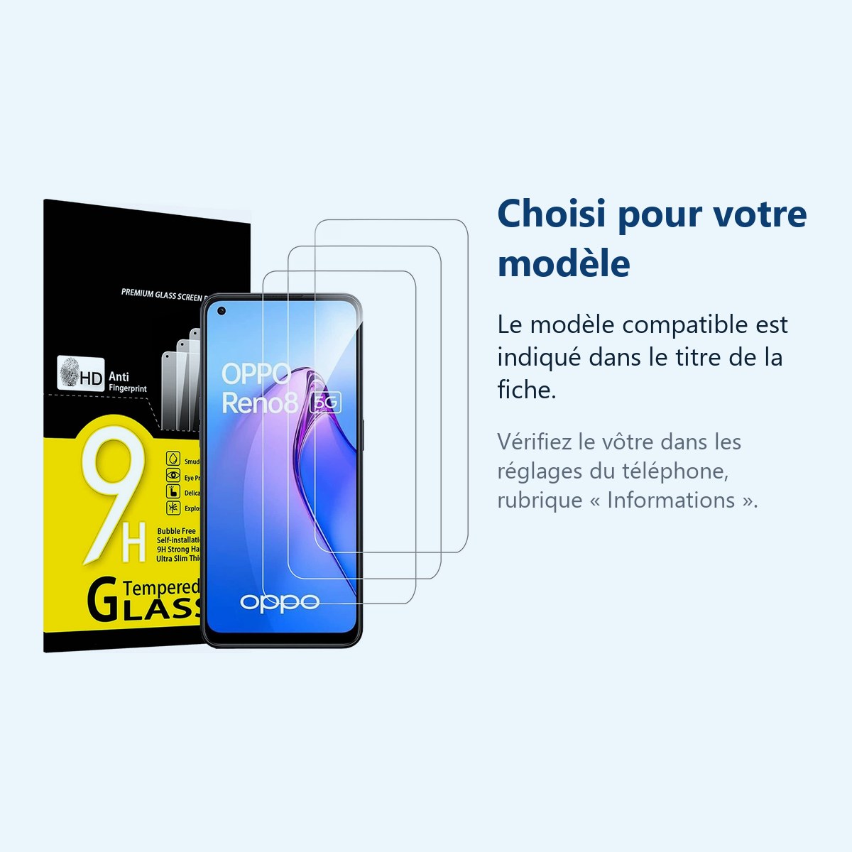Accessoire ajusté au modèle exact – X3 Verres Trempes X3 Pour Oppo Reno 8 5G