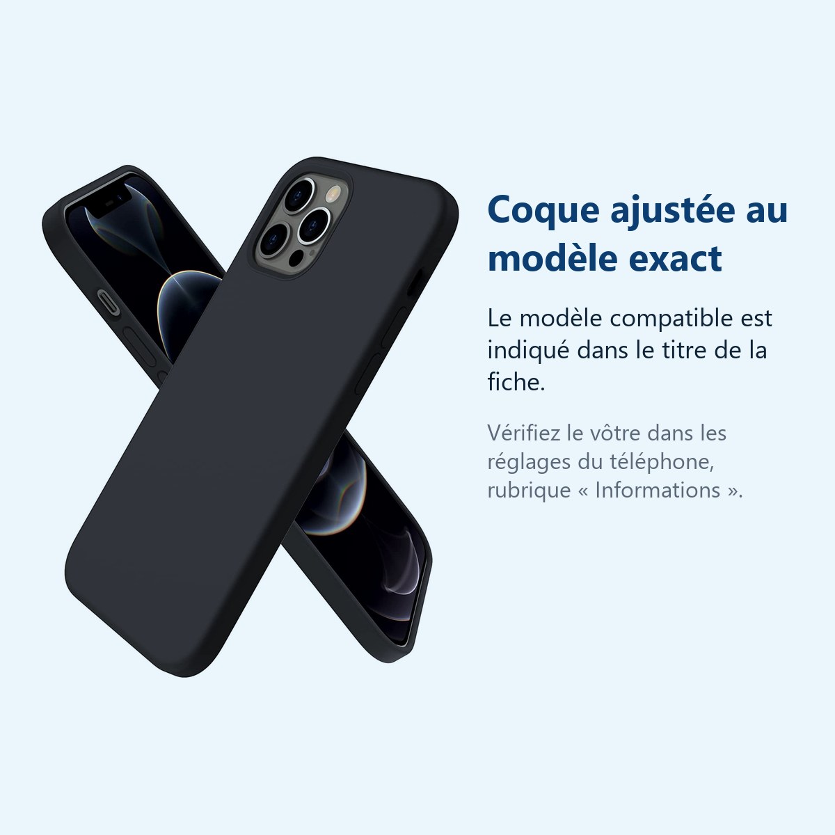 Accessoire ajusté au modèle exact – Coque Pour iPhone 12 - 12 Pro Silicone Noire