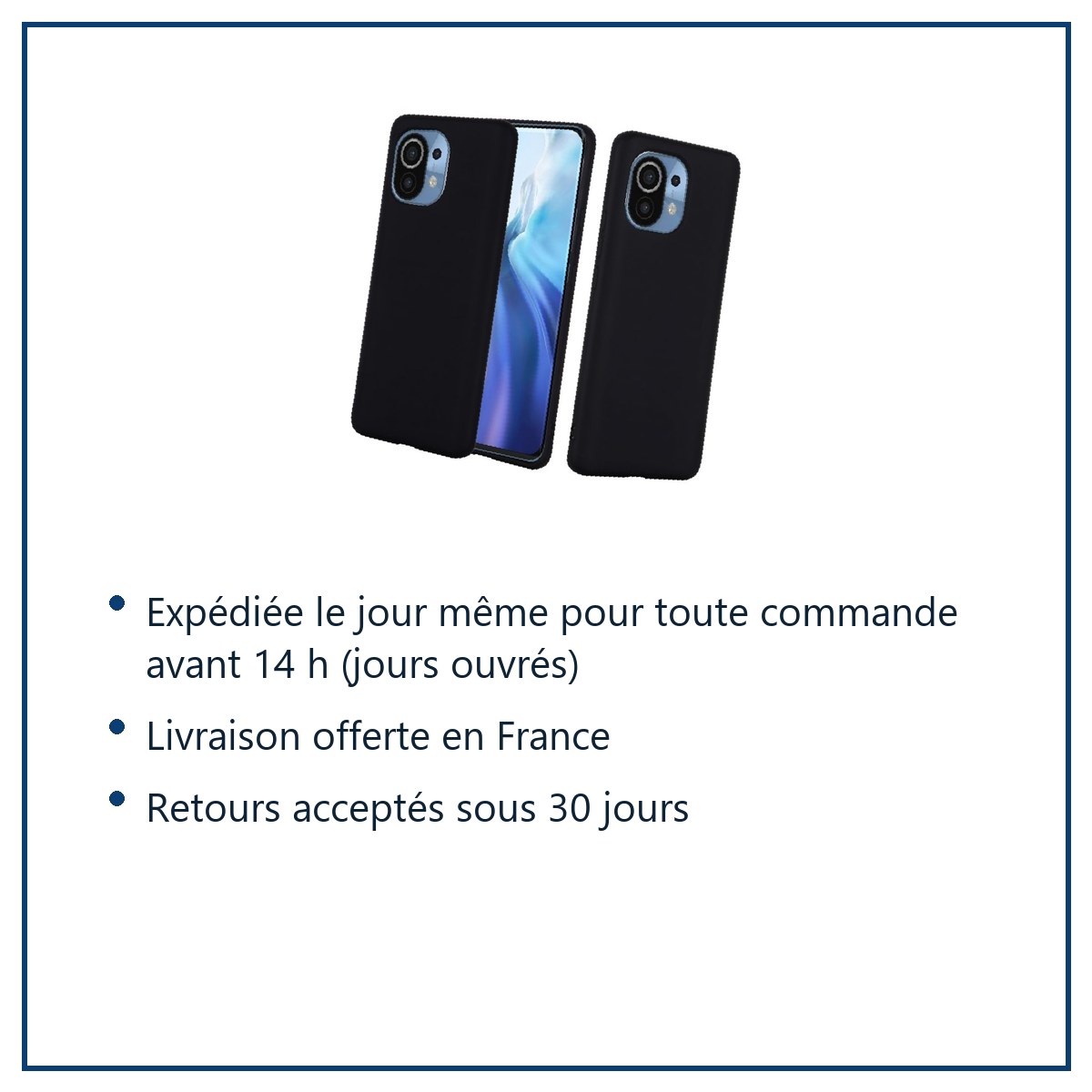 Expédition le jour même, livraison offerte, retours sous 30 jours – Coque Silicone Noire Pour Xiaomi Mi 11i