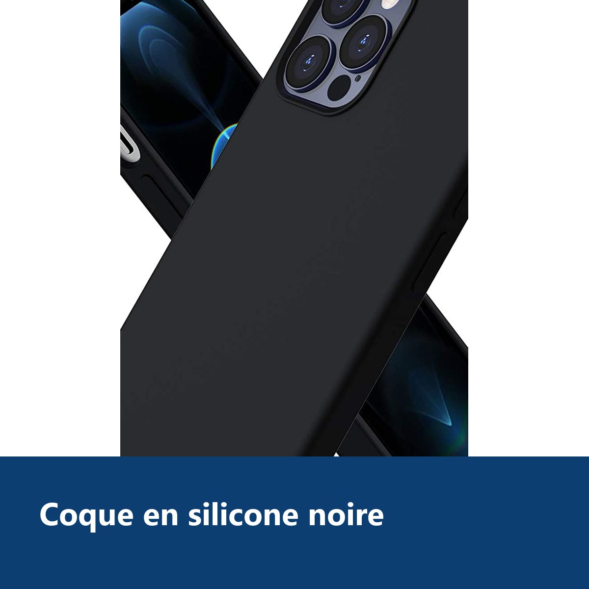 Vue de détail – Coque Silicone Noire Pour iPhone 13 Pro Max