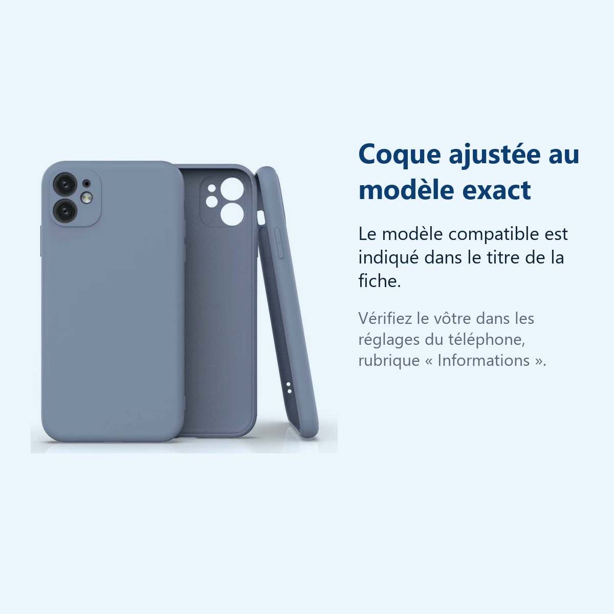 Accessoire ajusté au modèle exact – Coque Silicone Pour iPhone 13 Couleur Gris Protection Objectif Appareil Photo