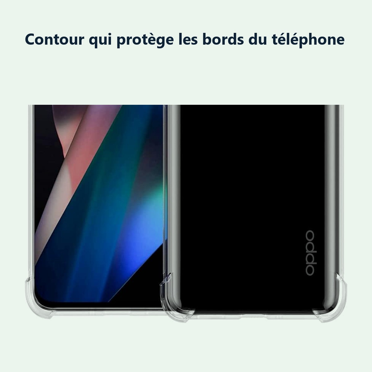Contour qui protège les bords – Coque Silicone Transparente Angles Renforces Pour Oppo Find X3 Neo