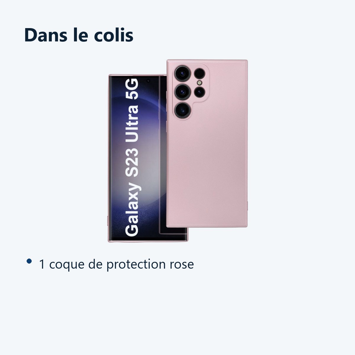 Contenu du colis – Coque Metal couleur Rose Pour Samsung Galaxy S23 Ultra 5G