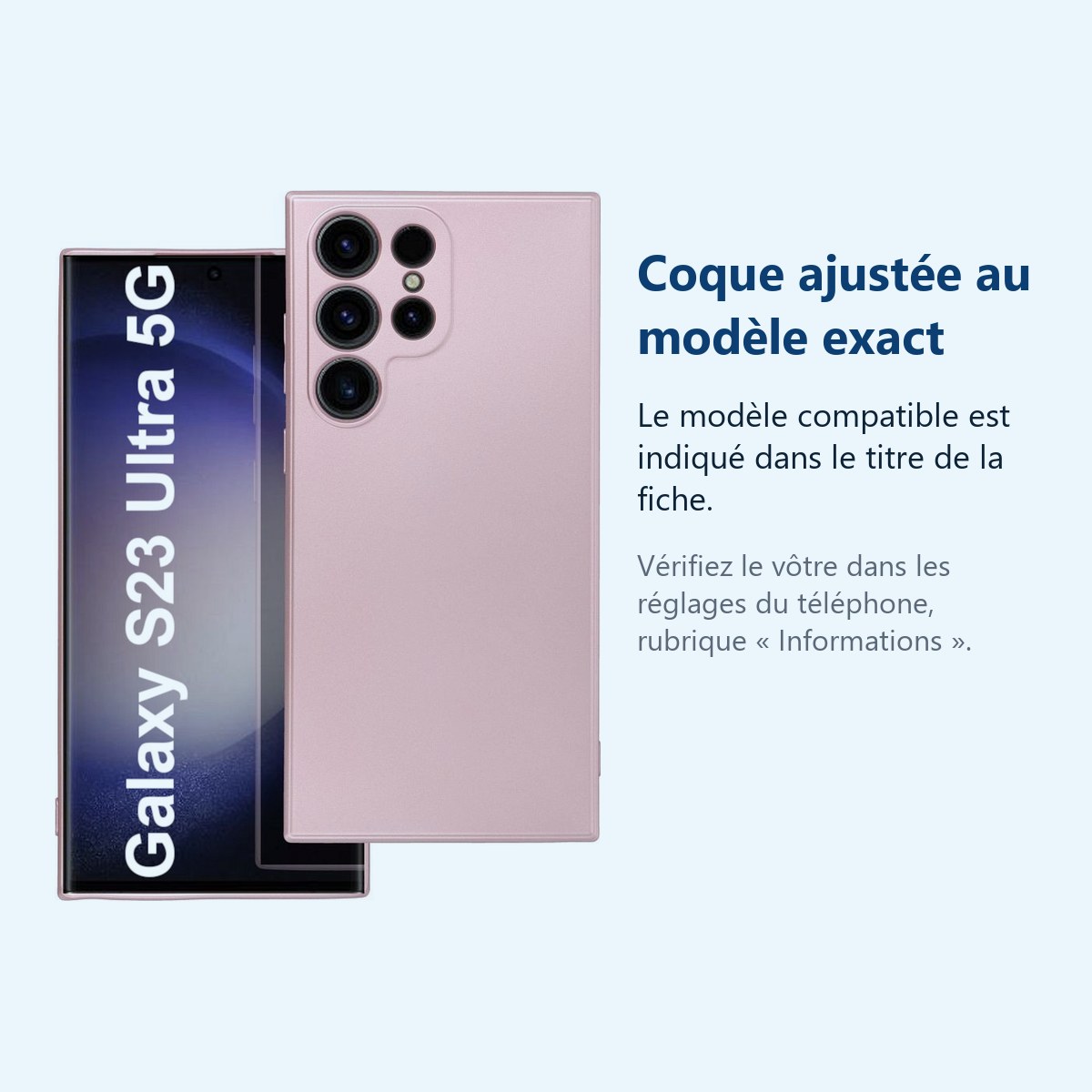 Accessoire ajusté au modèle exact – Coque Metal couleur Rose Pour Samsung Galaxy S23 Ultra 5G