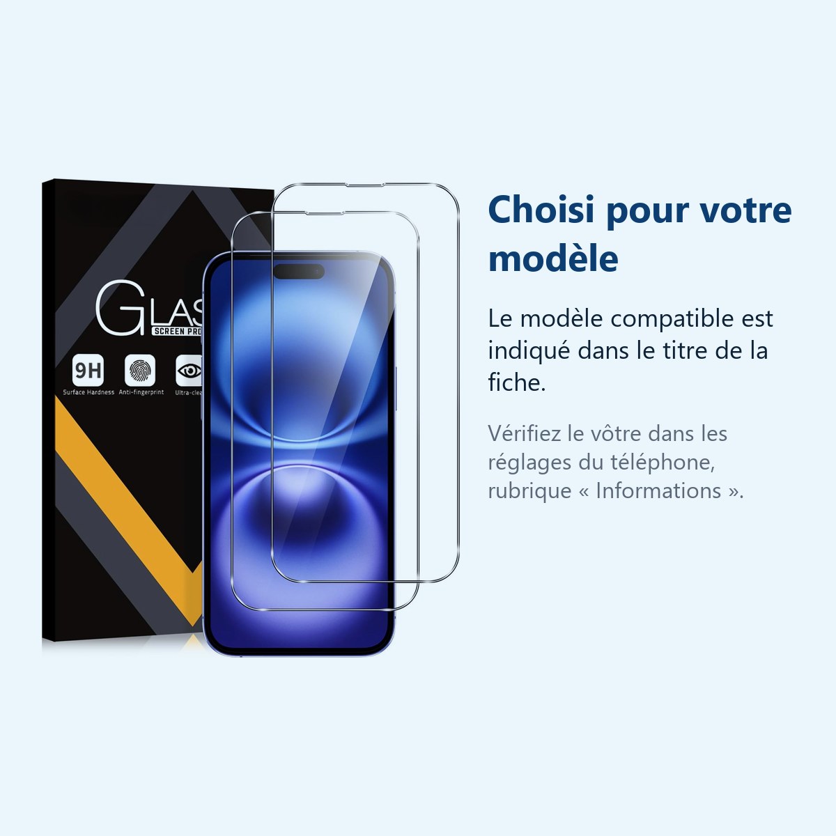 Accessoire ajusté au modèle exact – Verres Trempes X2 Pour iPhone 16