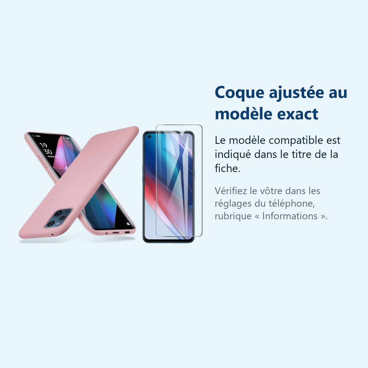 Accessoire ajusté au modèle exact – Coque Silicone Rose + Verre Trempe Pour Oppo Find X3 Neo
