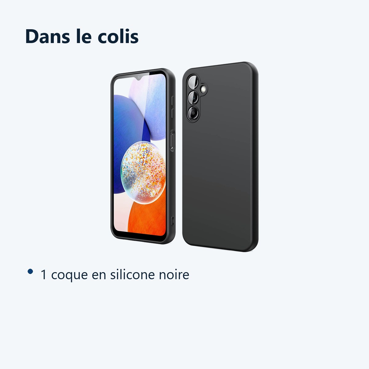 Contenu du colis – Coque Silicone Noir Pour Samsung Galaxy A14 4G / 5G