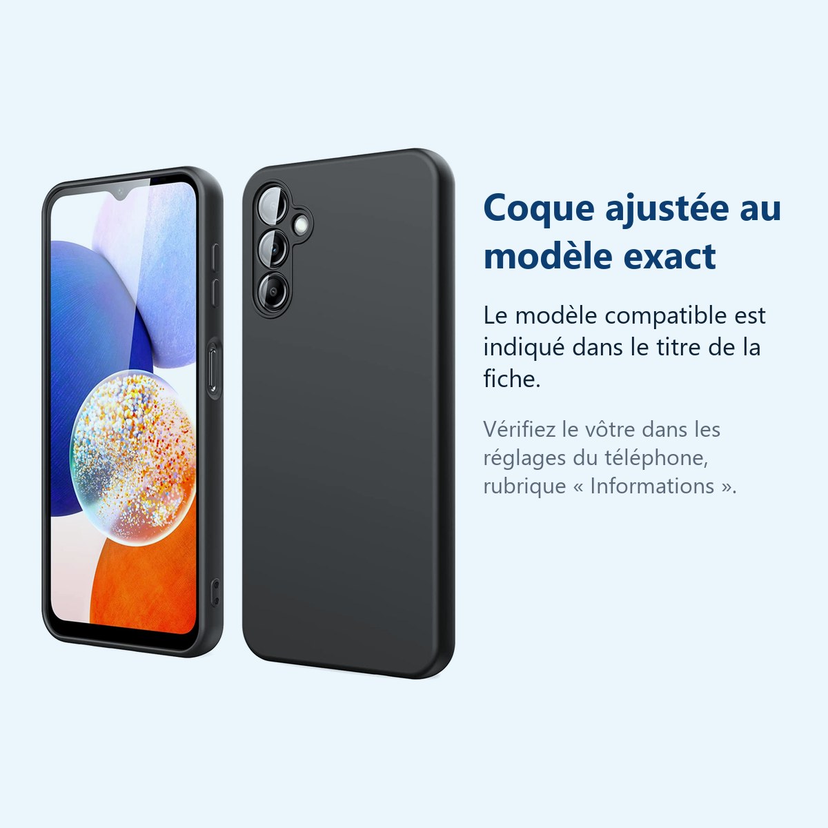 Accessoire ajusté au modèle exact – Coque Silicone Noir Pour Samsung Galaxy A14 4G / 5G