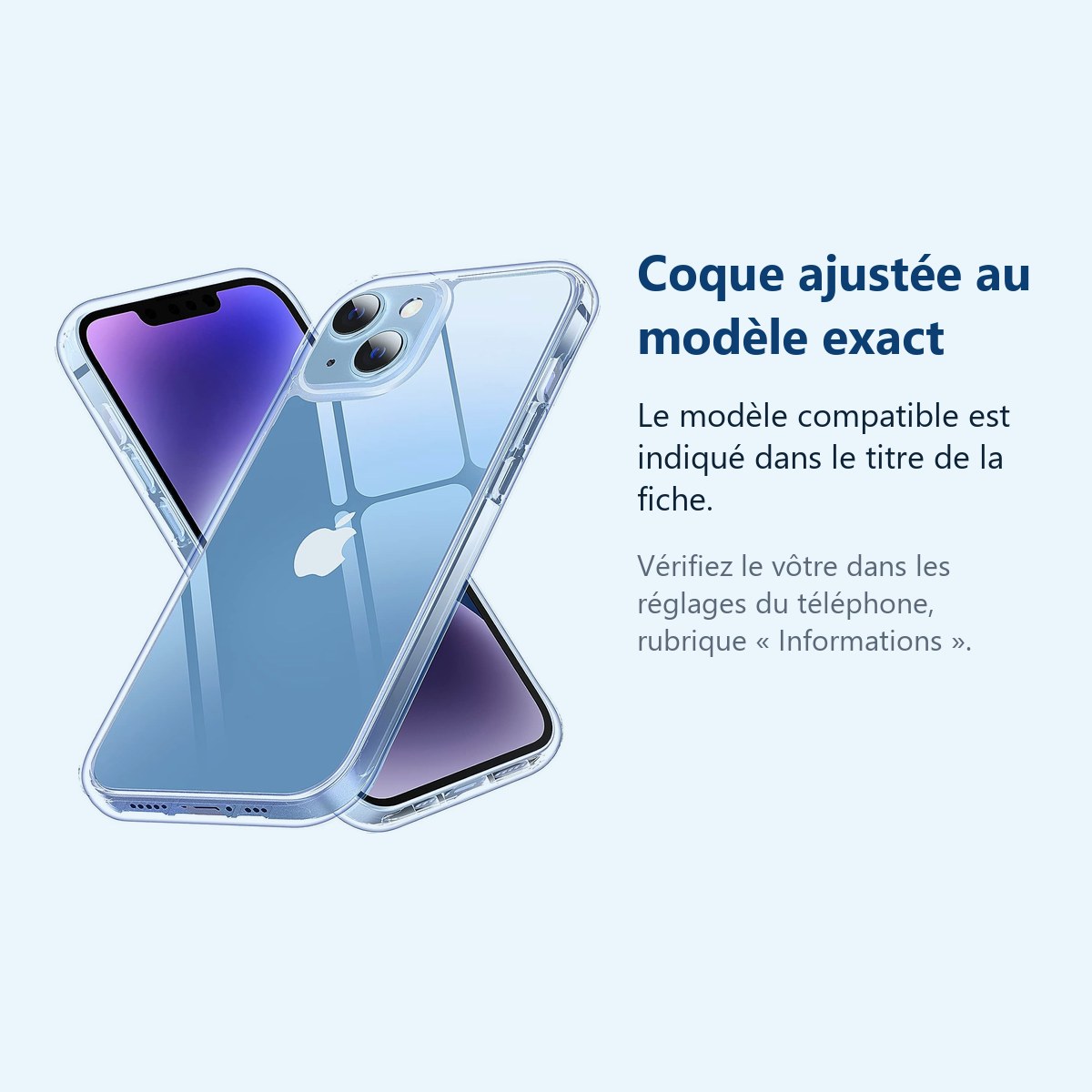 Accessoire ajusté au modèle exact – Coque Transparente pour iPhone 13 Mini (5,4 pouces)