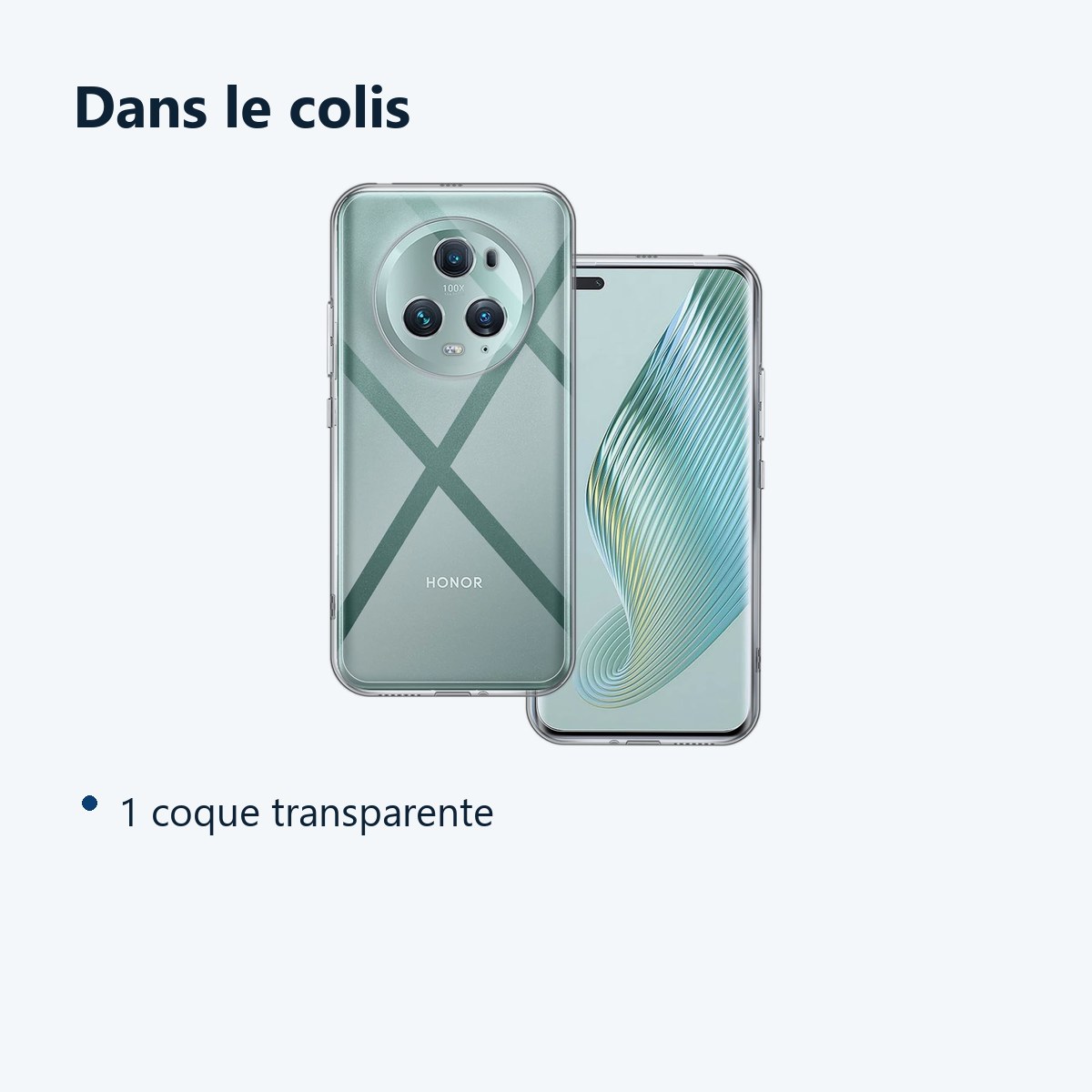 Contenu du colis – Coque Silicone Transparente Pour Honor Magic 5 Pro