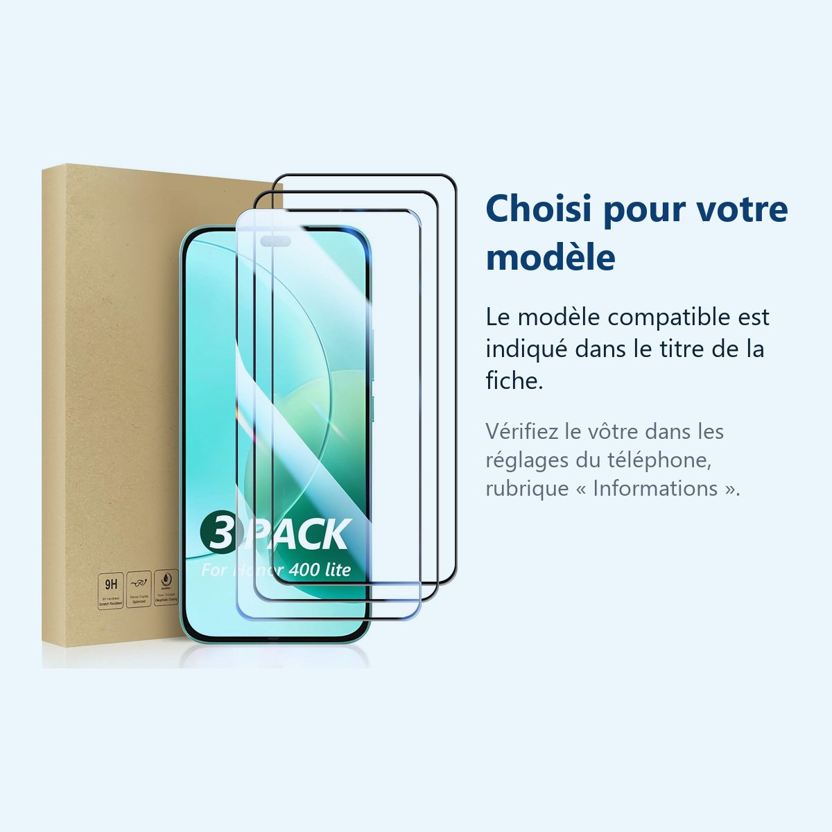 Accessoire ajusté au modèle exact – Verres Trempes X3 Pour Honor 400 Lite