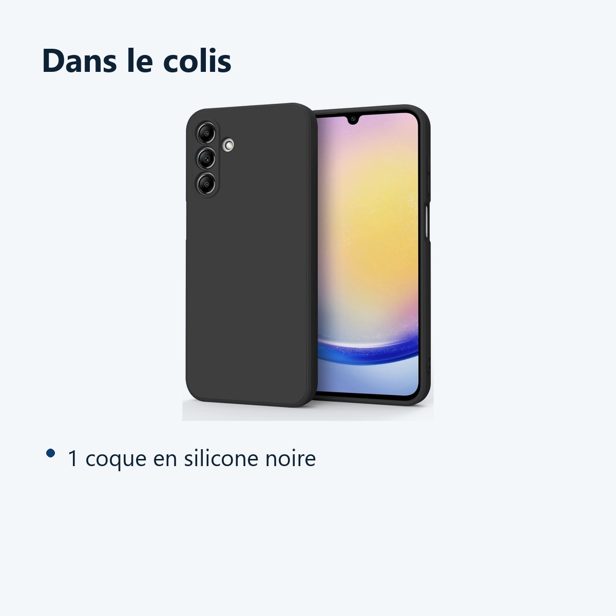 Contenu du colis – Coque Pour Samsung Galaxy A25 5G Silicone Noir