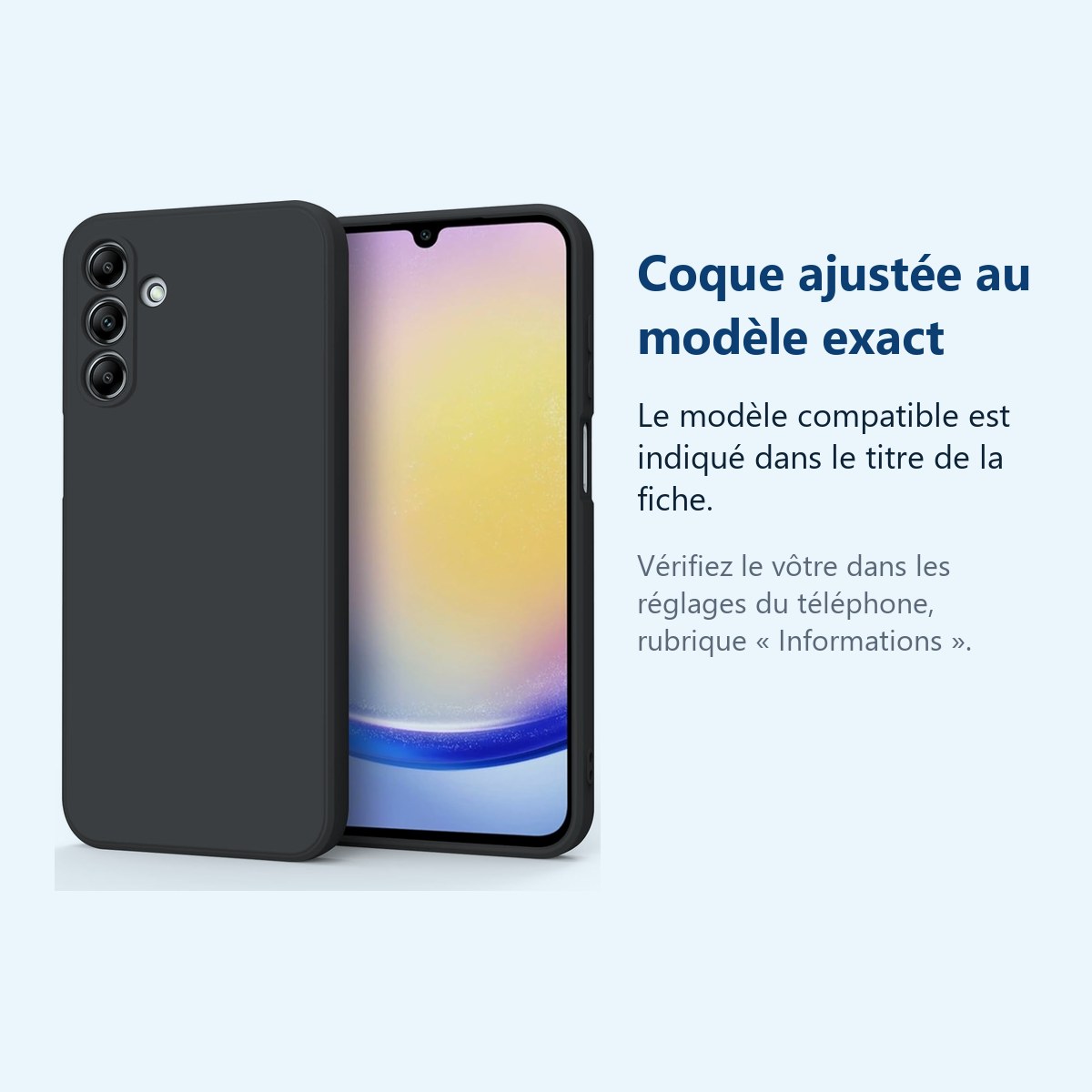 Accessoire ajusté au modèle exact – Coque Pour Samsung Galaxy A25 5G Silicone Noir