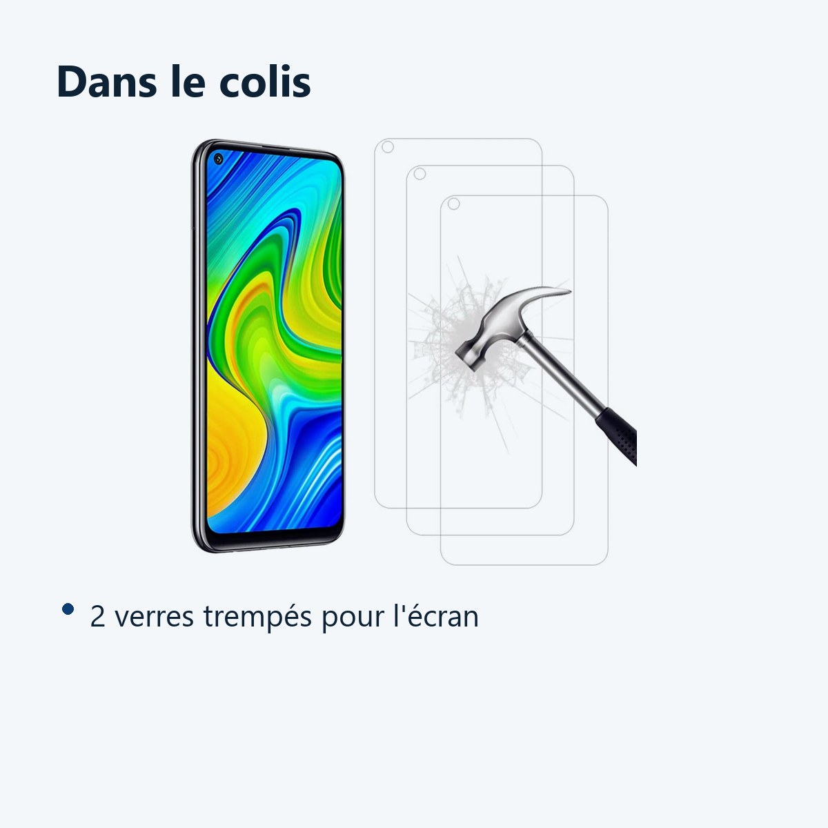 Contenu du colis – Verres Trempés X3 pour Xiaomi Redmi Note 9