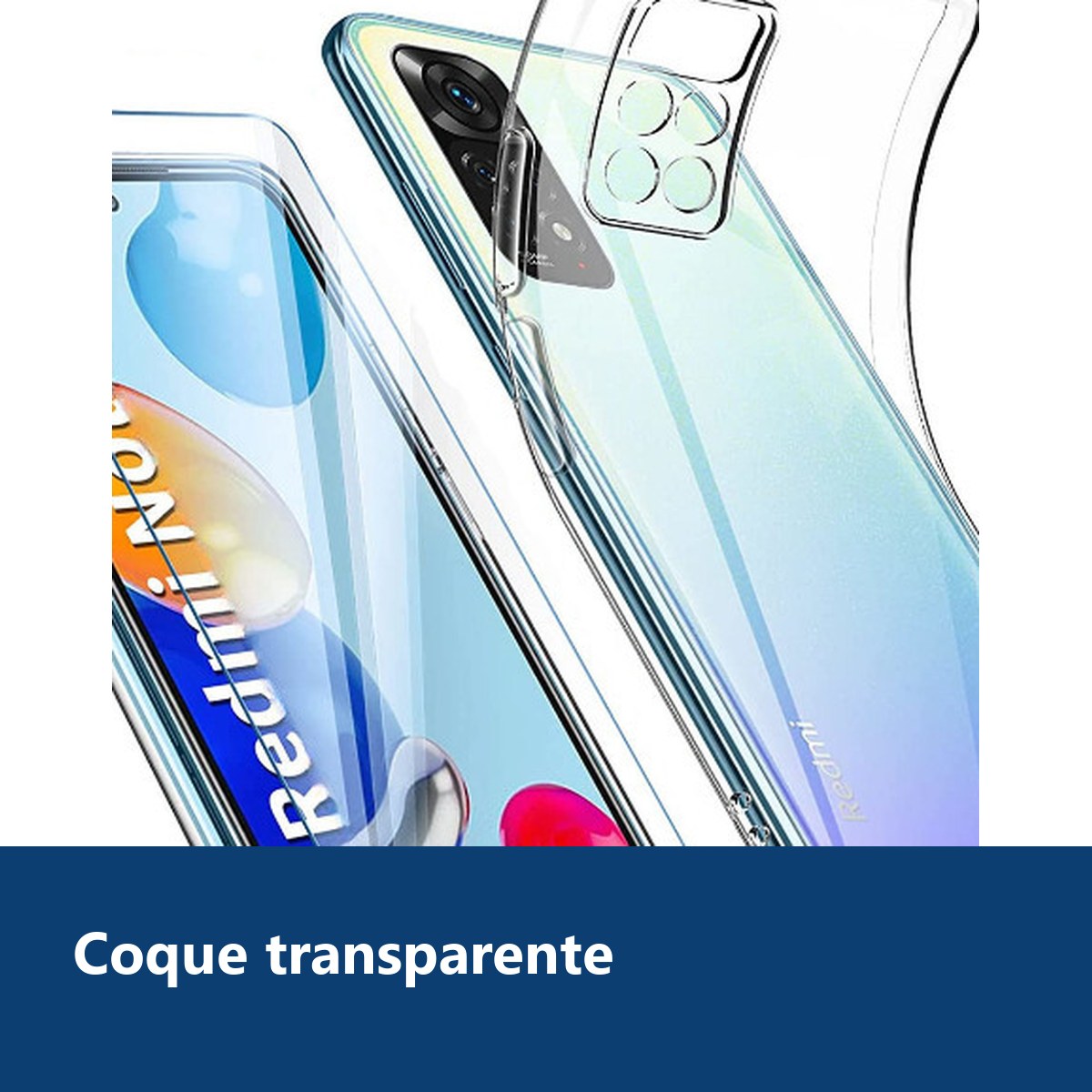 Vue de détail – Coque Silicone Transparente + Verre Trempe Pour Xiaomi Redmi Note 11 Pro