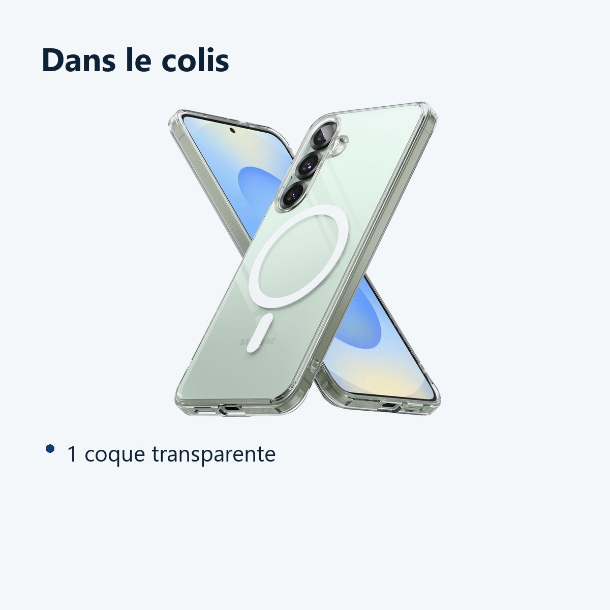Contenu du colis – Coque Silicone Transparente Compatible Magsafe Pour Samsung Galaxy S25 Plus