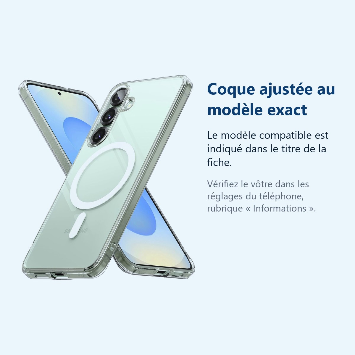 Accessoire ajusté au modèle exact – Coque Silicone Transparente Compatible Magsafe Pour Samsung Galaxy S25 Plus