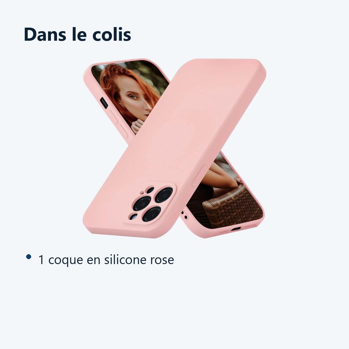 Contenu du colis – Coque Silicone Couleur Rose Pour iPhone 12 Pro Max
